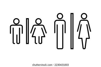 Vector de iconos de inodoro para aplicaciones web y móviles. Señal y símbolo de los baños de niñas y niños. señal de baño. wc, lavatorio