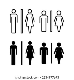 Vector de iconos de inodoro para aplicaciones web y móviles. Señal y símbolo de los baños de niñas y niños. señal de baño. wc, lavatorio