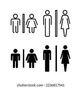 Vector de iconos de inodoro para aplicaciones web y móviles. Señal y símbolo de los baños de niñas y niños. señal de baño. wc, lavatorio