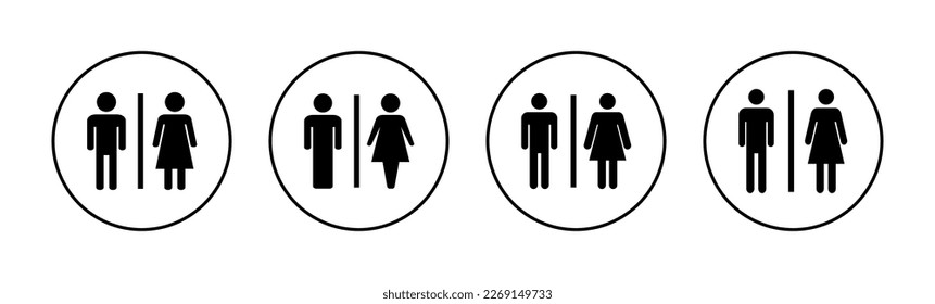 Vector de iconos de inodoro para aplicaciones web y móviles. Señal y símbolo de los baños de niñas y niños. señal de baño. wc, lavatorio