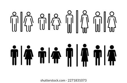 Toilet icon vector for web and mobile app. Girls and boys restrooms sign and symbol. bathroom sign. wc, lavatory
