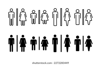 Toilet icon vector for web and mobile app. Girls and boys restrooms sign and symbol. bathroom sign. wc, lavatory