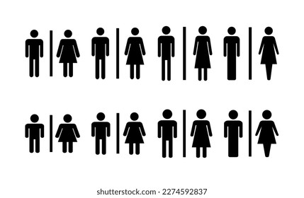 Vector de iconos de inodoro para aplicaciones web y móviles. Señal y símbolo de los baños de niñas y niños. señal de baño. wc, lavatorio