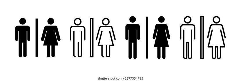 Vector de iconos de inodoro para aplicaciones web y móviles. Señal y símbolo de los baños de niñas y niños. señal de baño. wc, lavatorio