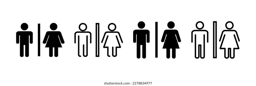 Toilettensymbol Vektorgrafik für Web- und mobile App. Mädchen und Jungen Toiletten Zeichen und Symbol. Badeschild. Wc, Waschbecken