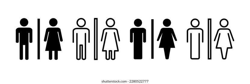 Toilettensymbol Vektorgrafik für Web- und mobile App. Mädchen und Jungen Toiletten Zeichen und Symbol. Badeschild. Wc, Waschbecken
