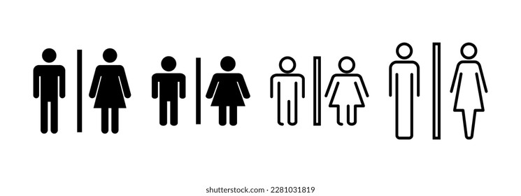 Toilet icon vector for web and mobile app. Girls and boys restrooms sign and symbol. bathroom sign. wc, lavatory