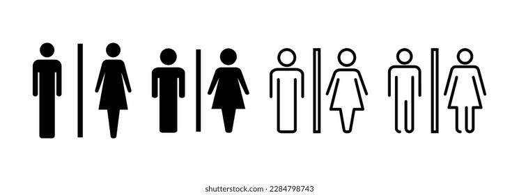 Toilettensymbol Vektorgrafik für Web- und mobile App. Mädchen und Jungen Toiletten Zeichen und Symbol. Badeschild. Wc, Waschbecken