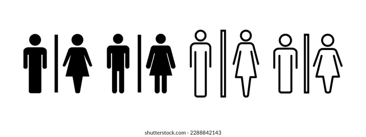 Toilettensymbol Vektorgrafik für Web- und mobile App. Mädchen und Jungen Toiletten Zeichen und Symbol. Badeschild. Wc, Waschbecken