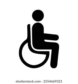 Toilet Icon. Wheelchair Symbol. Bathroom sign for disabled people. Customizable thin line illustration.  Editable stroke.