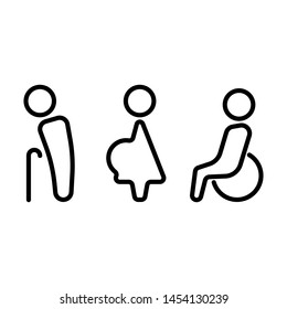 Toilet icon.Oldster-Pregnant-Disabled Icon.Vector illustration.Restroom, ฺฺฺฺฺBathroom-EPS 10