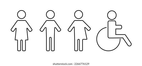 Toilet icons for men, women, all genders, disabled. A simple illustration