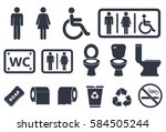 toilet icons on white background, restroom wc sign set