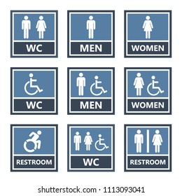 toilet icons and restroom signs, wc labels