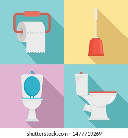 Toilet icons set. Flat set of toilet vector icons for web design