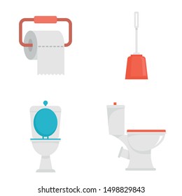 Toilet icons set. Flat set of toilet vector icons for web design
