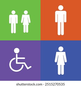 Toilet icons set, man and woman symbol, toilet signs vactor