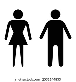 Toilet icons set, man and woman symbol, toilet signs. WC toilet signs. Vector illustration.