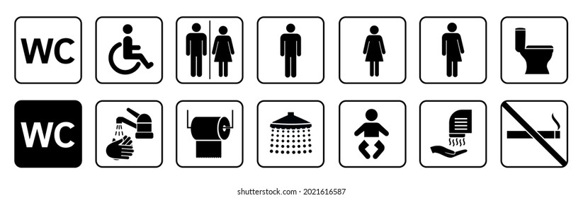 Toilet icons set, toilet signs, WC signs collection, restroom – stock vector
