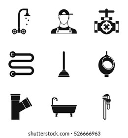 Toilet icons set. Simple illustration of 9 toilet vector icons for web