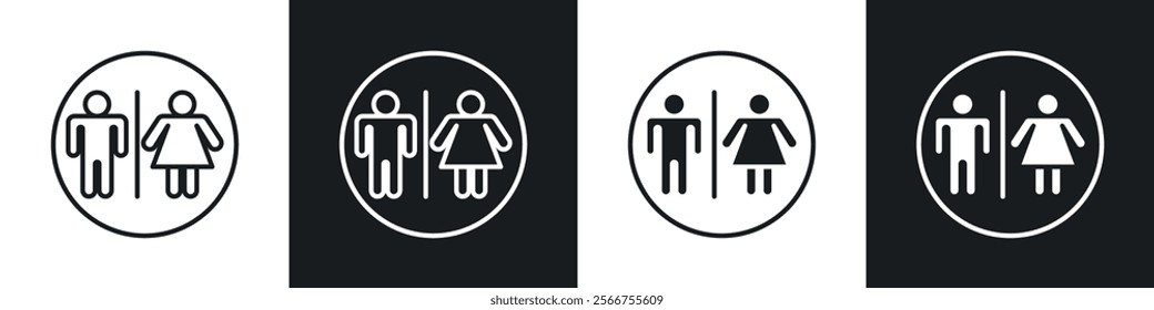 Toilet icons in Thin line black color. flat simple vector symbols illustration.
