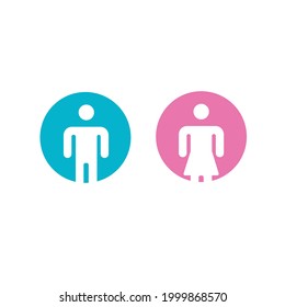 Toilet icons in vector. Pink and blue colored lavatory illustrations. Restroom graphic art.