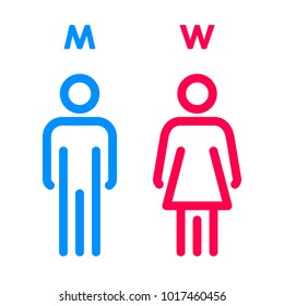 Toilet Indicating Sign. Vector Men and Women WC directional sign