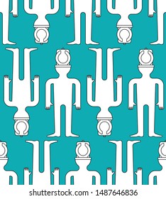Toilet instead of head pattern seamless. WC face guy background. vector illustration