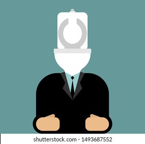 Toilet instead of head. WC face. vector illustration