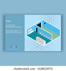 Toilet. Isometric interior building with 3d images. Isometric illustration design for interiors, buildings, room and more.

