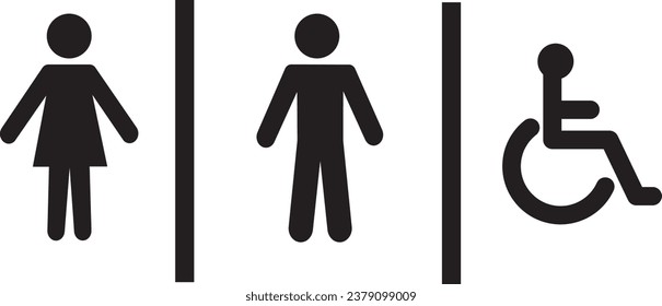 Toilet label. sign. Toilet symbol vector. Disabled toilet. Disabled sign.