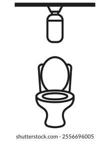 Toilet lamp icon. Illustration in black and white and vector format.