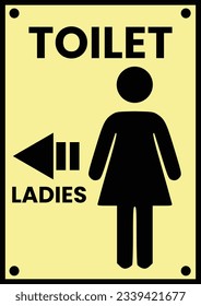 Toilet left side for ladies sign