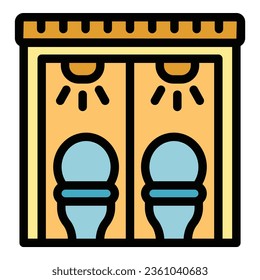 Toilet light icon outline vector. Gender room. Wc restroom color flat