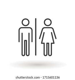 Toilet Line Icon Or Logo WC Symbols, Toilet Sign Bathroom Male And Female Gender Icon Funny Wc Door Plate Symbol Isolated Sign Vector Illustration