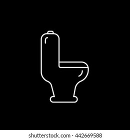 Toilet Line Icon On Black Background