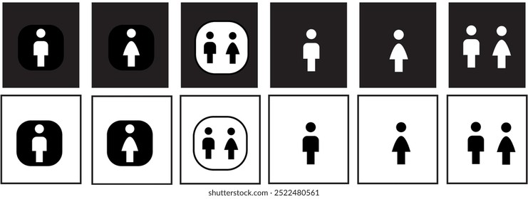 Toilet line icon set. Different and various icons about toilet and restroom