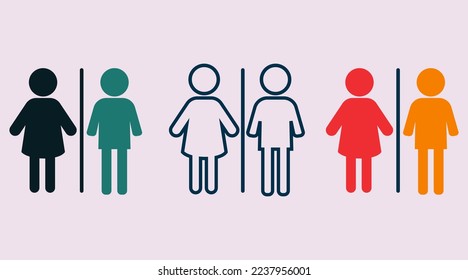 Toilet line icon set. WC sign. Men, women, Restroom for male, female, disabled. Vector graphics illustration. 