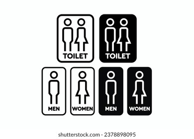 Toilet line icon set, WC sign, Vector graphics.