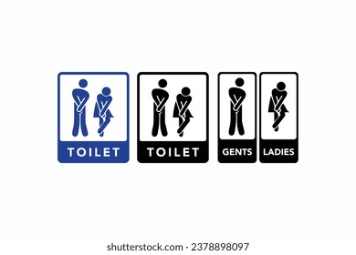Toilet line icon set, WC sign, Vector graphics.