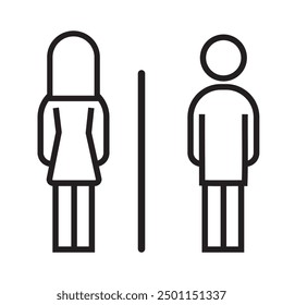 Toilet line icon set. WC sign. Men,women,mother with baby and handicap symbol. Restroom for male, female, transgender, disabled. Vector graphics