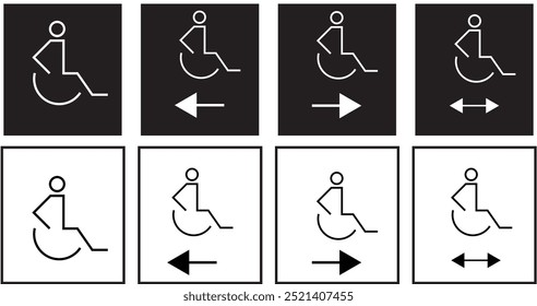 Toilet line icon set. WC outline sign. Man, woman, Restroom for male, female, disabled pictograms. No smoking, do not throw trash in toilet