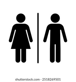 Toilet line icons set. Men and women restroom icon sign right arrow. Disabled wheelchair icon. Vector Illustration