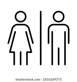 Toilet line icons set. Men and women restroom icon sign right arrow. Disabled wheelchair icon. Vector Illustration