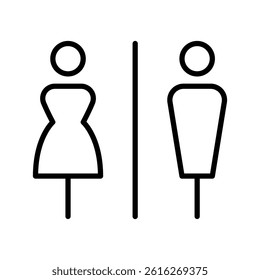 Toilet line icons set. Men and women restroom icon sign right arrow. Disabled wheelchair icon. Vector Illustration