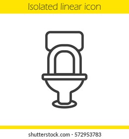 Toilet linear icon. WC thin line illustration. Lavatory pan contour symbol. Vector isolated outline drawing