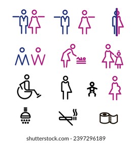 
Toilet linear icons set. Vector illustration. Isolate on white background.