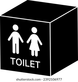 Toilet Mark Cube Isolated Vector Silhouette