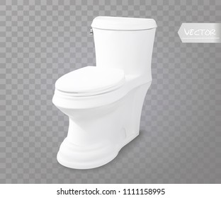 Toilet mockup, white toilet in 3d illustration isolated on transparent background.