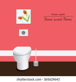 Toilet on pink background with format eps10.